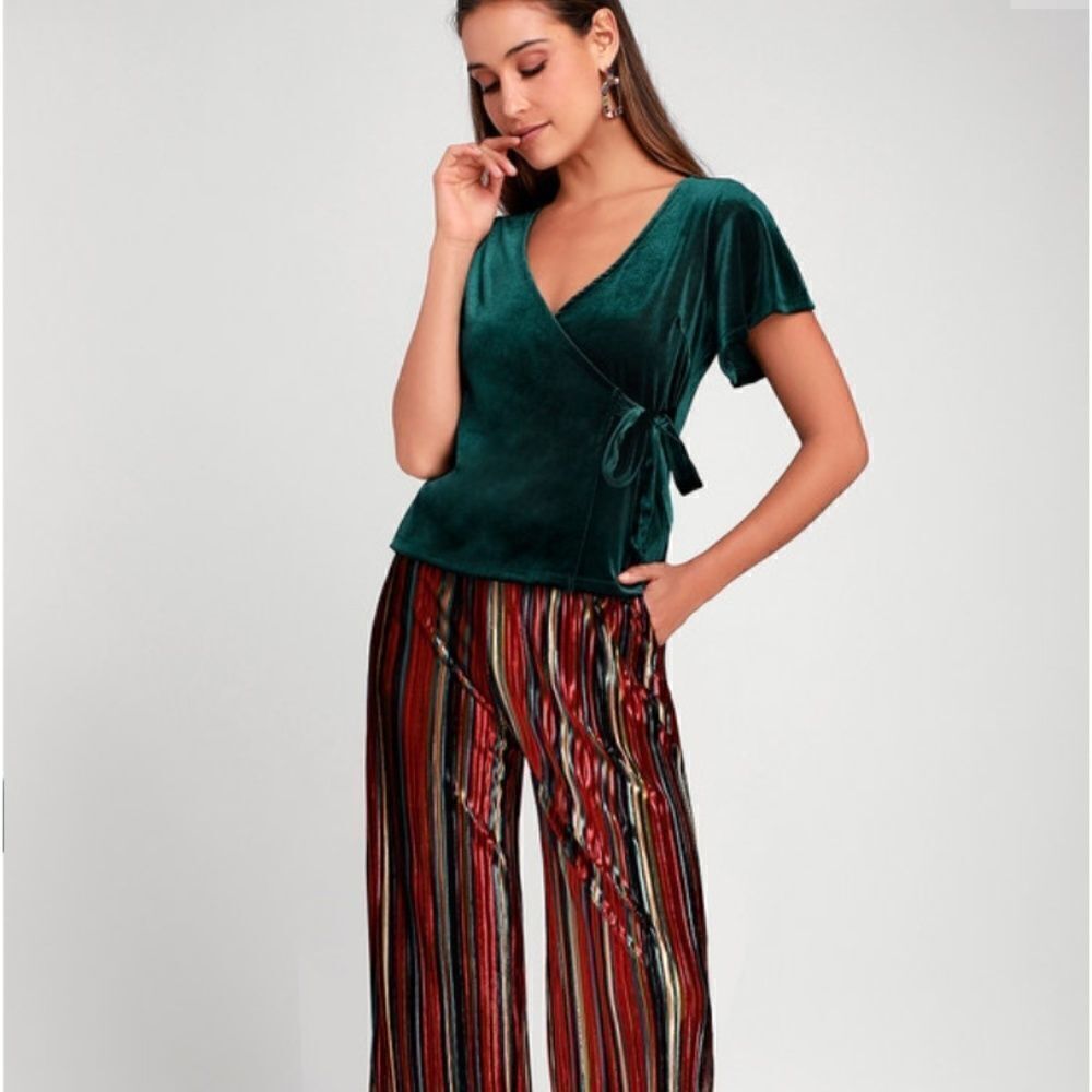 Lulus Forest Green Velvet Top - Picture 2 of 4